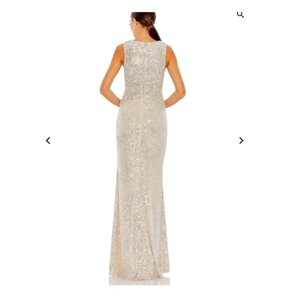 V neck sequin wrap waist gown - Picture 3 of 4